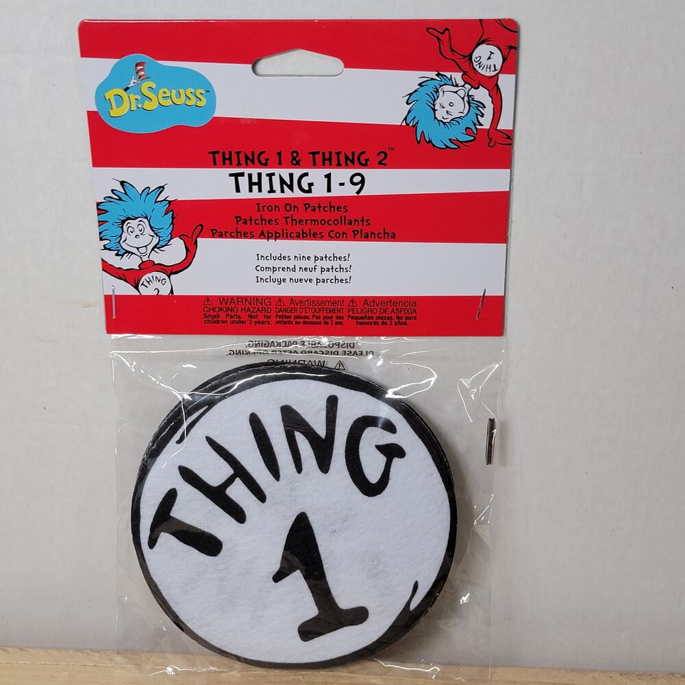 Dr. Seuss Thing 1-9 Iron On Patches 4.5" - New / SEALED
